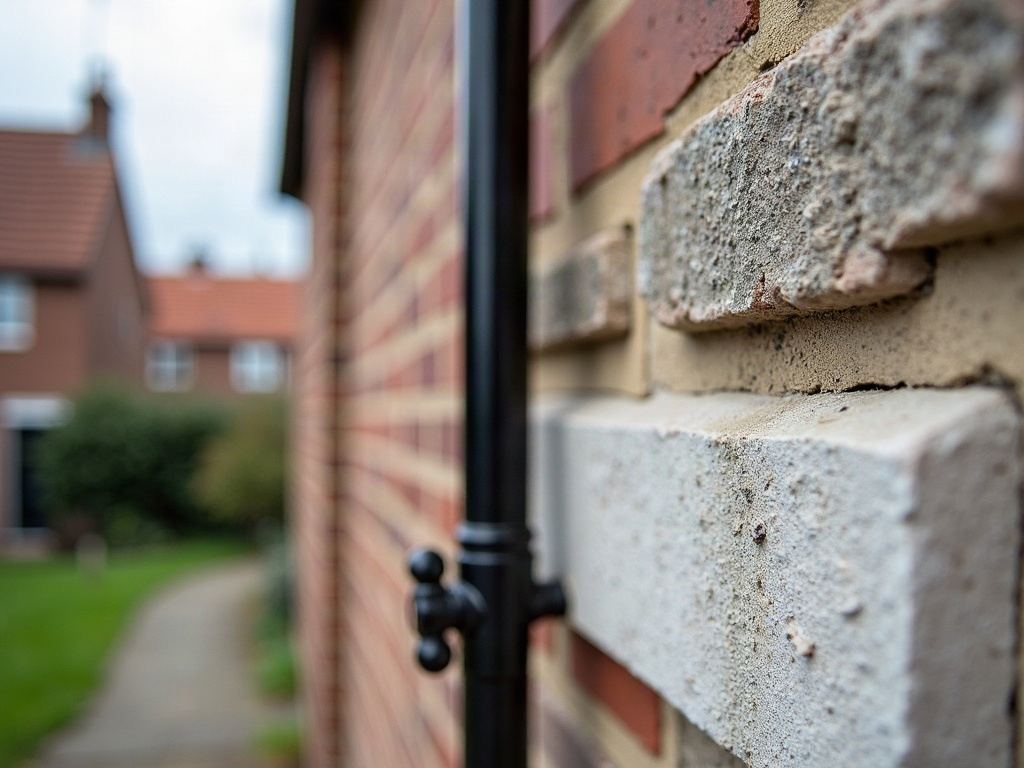 close view of a repointed mortar joint